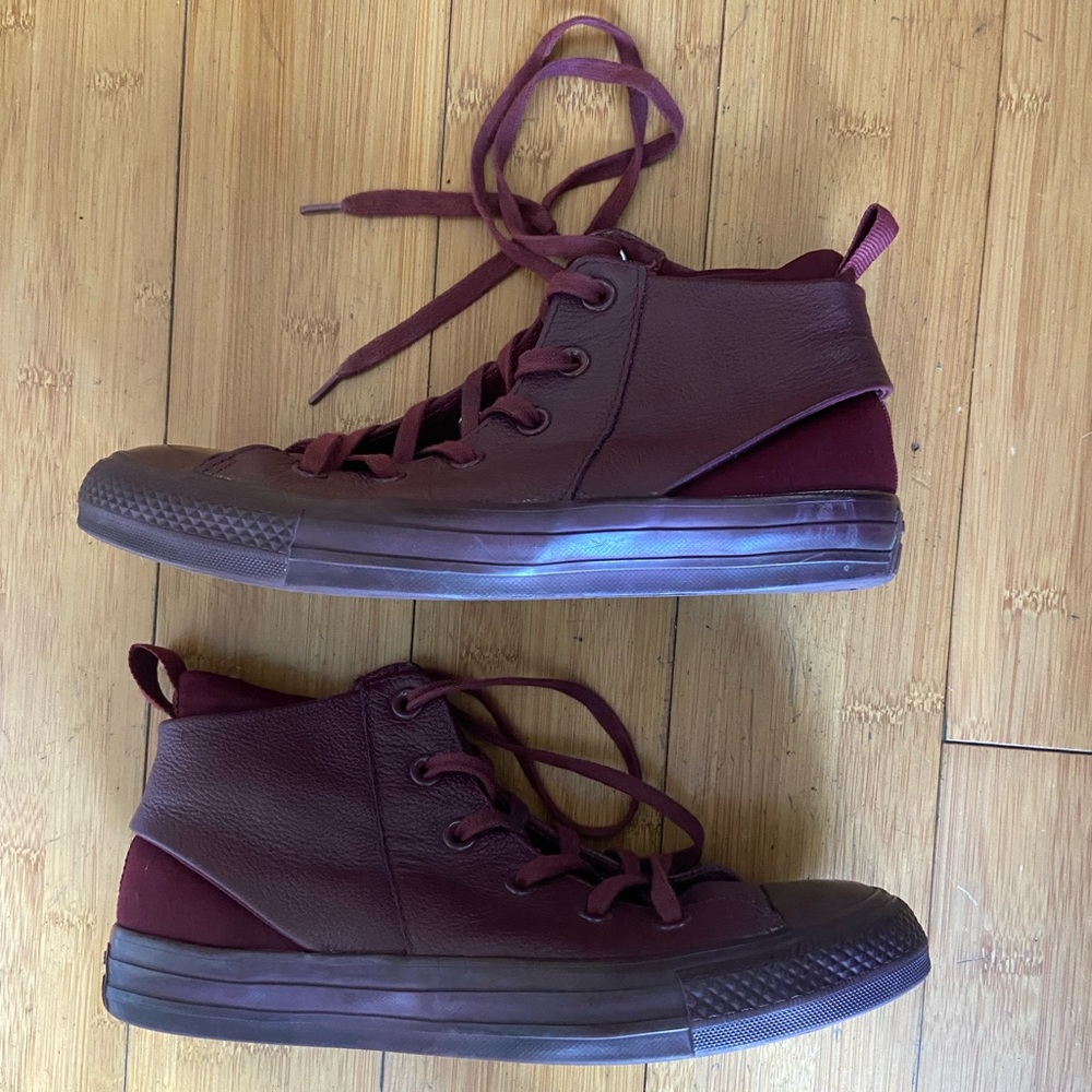 Converse Sloan Monochrome Leather Deep Bordeau Sneakers 7